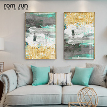 Lienzo abstracto de punto dorado para sala de estar, dormitorio, pasillo, estudio, decoración de pared, colores mezclados 2024 - compra barato