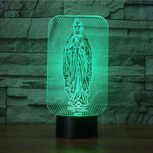 Светодиодный ночсветильник в форме Девы Марии, ночник 3D с питанием от USB, 7 меняющихся цветов, светильник для сна ребенка, домашний декор, праздничные подарки 2024 - купить недорого