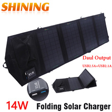 14W Folding Portable Solar Panel Charger iPower Technology, Dual Output 5V Solar Power Bank Camping Charger Solar Power Pack 2024 - buy cheap