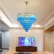 Postmodern luxury crystal chandelier living room dining room blue water drop personality creative designer model room lamp led 2024 - buy cheap