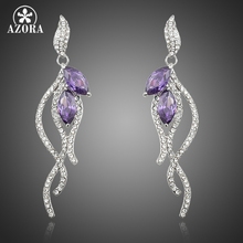 AZORA-pendientes de circonia cúbica con forma de loro para mujer, aretes, Circonia cúbica, Zirconia, circonita, zirconita, diseño romántico, color morado, TE0182 2024 - compra barato