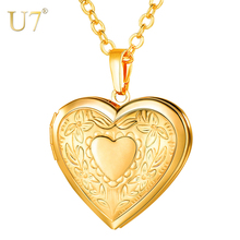 U7 Love Heart Locket Necklace That Holds Pictures Polished Lockets Necklaces Birthday Gifts for Girls Boys  P318 2024 - buy cheap