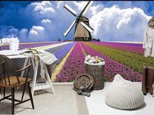 custom size 3d photo wallpaper kids room mural windmill lavender scenery picture background wall non-woven wallpaper for wall 3d 2024 - buy cheap