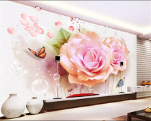Beibehang-papel tapiz personalizado para sala de estar y dormitorio, Mural de pared artística abstracta y moderna con diseño de flores y mariposas, 3d 2024 - compra barato