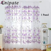 Enipate 1PC Peony Sheer Curtain Tulle Window Treatment Voile Drape Valance 1 Panel Bedroom Curtains 1*2m 2024 - buy cheap