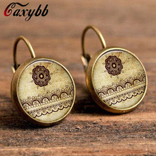 Pendientes de henna para yoga con cúpula única, joyería de mandala, símbolo om, flor del sol zen, cristal de imitación hecho a mano, c-e262 2024 - compra barato