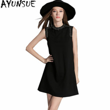 AYUNSUE 2020 размера плюс платье женское элегантное черное платье без рукавов с принтом в винтажном стиле Вечерние сезон: весна-лето платья повседневные свободные 5XL Vestidos WXF777 2024 - купить недорого