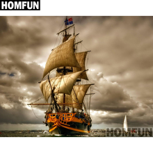HOMFUN Full Square/Round Drill 5D DIY Diamond Painting "Sea Sailing Boat" 3D Embroidery Cross Stitch 5D Home Decor A00950 2024 - buy cheap