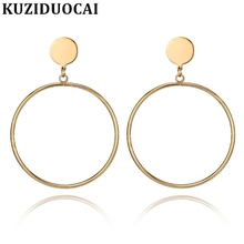 Kuziduocai 2018 ¡Nuevo! Pendientes de cobre con forma Circular para mujer, joyería fina, a la moda, con pasador redondo, E-249 2024 - compra barato