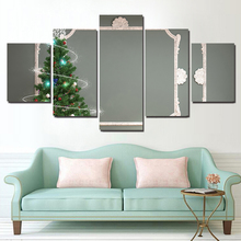 Canvas Painting Wall Art Unframed Home Decoration Christmas Tree 5 Panel Christmas Picture For Living Room Modern Printing Type 2024 - buy cheap