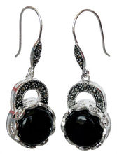 fashion design New 925 black agate Marcasite Earrings nice gift 2024 - buy cheap