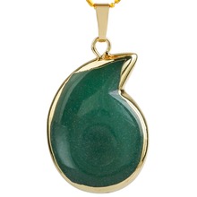 SUNYIK Green Aventurine Spiral Swirl Gem Stone Healing Reiki Charms Pendant Jewelry (Free Chain) 2024 - buy cheap
