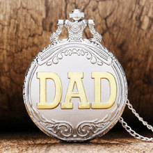 Vintage Retro Silver DAD Design Fob Quartz Pocket Watch Chain Pendant Clock Fashion Gifts for Father's Day 2024 - buy cheap