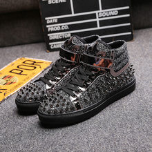 Brand Black Silver Leather Rivets Men Shoes High-Top Fashion Spike Sneakers Shoes Outdoors Flats Casuals Shoes Chaussure Homme 2024 - buy cheap