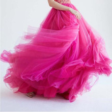 Fuchsia Puffy Long Tulle Skirts Women Zipper Style Female Tutu Skirt For Adult Photoshoots Custom Made Any Color Saias Free 2024 - buy cheap