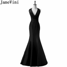 JaneVini-Vestido largo De satén para madre De la novia, Vestido De noche sencillo con cuello en V y cuello Halter, longitud hasta el suelo, 2019 2024 - compra barato