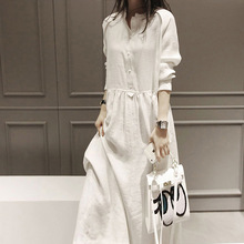 Vestidos De Festa Curto Women Vintage Dress Casual Loose Cotton Linen Dress New Style Spring Autumn  Maxi Robe Formal LM029 2024 - buy cheap