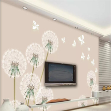 Decorative wallpaper Stylish and simple fantasy dandelion 3D three-dimensional butterfly TV background wall painting 2024 - buy cheap