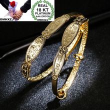 Omhxzj atacado moda europeia mãe crianças festa de casamento presente fortuna redimensionável 18kt amarelo ouro manguito pulseira ba106 2024 - compre barato