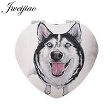 JWEIJIAO Collie Dog Makeup Mirrors Heart Shaped Pet Dogs Folding Mini Pocket Hand Compact Mirror 1X/2X Magnifying 2024 - buy cheap