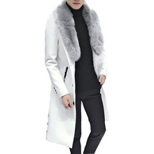 Winter Blazer Fur Collar Long Section Men fur Coat Men's Business Casual Leather Jacket Fleece Warm Thick Overcoat XXXL 2024 - buy cheap