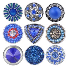 10 pçs série azul botões snap mix pacote 18mm gingersnaps encantos snap jóias presente VN-1986 2024 - compre barato
