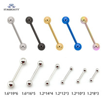 Piercing Industrial multifuncional para el cuerpo, joyería de acero inoxidable de 14G y 16G, Piercing de lengua larga y recta, anillo para pezón, 1 unidad 2024 - compra barato