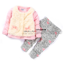 new 2014 spring auutmn baby & kids clothes sets child Long sleeve T shirts + Waistcoat vest + pants fashion girls 3piece sets 2024 - buy cheap