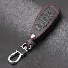 Keychain 3 Button Leather Car Key Case Fob Key Cover For Ford Focus 3 MK3 MK4 C-Max Mondeo Kuga Fiesta Car Key Shell 2024 - buy cheap