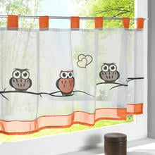 Popular Embroidery Small Voile Floral/Leaves/Owl Pattern Sheer Curtain Tulle for Kitchen Balcony Cafe-Curtain Cabinet Curtain 2024 - buy cheap