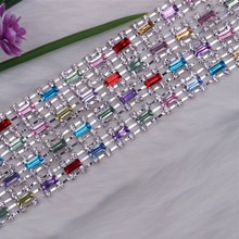 Cusack-Aplique de cadena de corte de estrás de cristal para vestidos de novia, 1 yarda, 1 cm, artesanía artesanal, costura de plata acrílica 2024 - compra barato