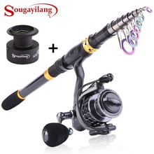 Sougayilang 1.8M-3.3M Telescopic Fishing Rod and 13+1BB Spinning Reel Combo with Free Spare Graphite Spool for Travel Fishing 2024 - buy cheap