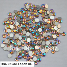 Free Shipping! 1440pcs/Lot, ss6 (1.9-2.1mm) Lt. Col. Topaz AB Flat Back Nail Art Glue On Non Hotfix Rhinestones 2024 - buy cheap