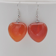 Red Carnelian Stone Heart GEM Earrings Jewelry For Woman Gift T276 2024 - buy cheap
