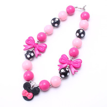 MHS.SUN 2Pcs Cute Cartoon Pendant Beads Necklace Bowknot Girls Bubblegum Necklace Child Toddler Chunky Handmade Jewelry New 2024 - buy cheap