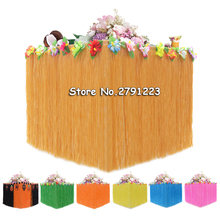 Falda Hawaiana de flores de colores para decoración de mesa de fiesta, falda de hierba, decoración de playa para fiesta de verano 2024 - compra barato