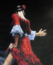 100% feito a mão salsa tango dançarino de chamas pintura a óleo 28x16 não é uma impressão 2024 - compre barato