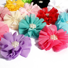 Flores artificiales de chifón suave con forma de flor, accesorios para el cabello de bebé, 15 colores, 6,5 CM, 10 unidades por lote 2024 - compra barato