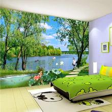 beibehang Wallpaper custom living room bedroom wallpaper murals beautiful lake water grass road TV background wall decoration 2024 - buy cheap