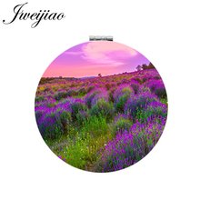 JWEIJIAO Plant Lavender Flowers Makeup Mirrors Mini Round Folding Compact Pocket Mirror 1X/2X Magnifying Vanity espejo 2024 - buy cheap