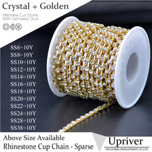 Wholesale Bright High Quality Sparse Claw Golden Base SS28 Crystal Rhinestone Cup Chain For Wedding Dress 2024 - buy cheap