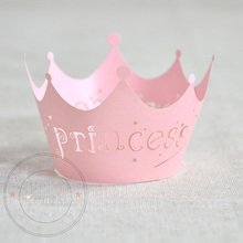Frete Grátis pink princess crown bolo copo cupcake invólucro, forminhas de papel do queque forros wrappers decoração para festa de aniversário da menina 2024 - compre barato