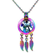 C764 Rainbow Color Beaty Dream Catcher Star Cat Leaf Cage Pendant Aroma Essential Oil Diffuser Locket Necklace 2024 - buy cheap