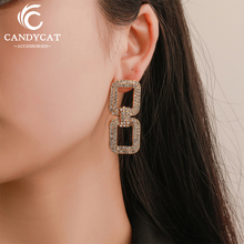 Trendy Geometric Long Drop Earrings For Women Fashion Jewelry Simple Exquisite Rhinestone Square Hanging Earrings Wholesale 2024 - buy cheap