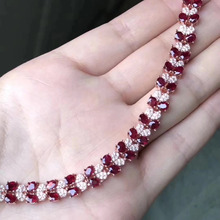 Pulsera de rubí rojo Natural para mujer, pulsera de piedras preciosas Rojas naturales, pulsera de plata 925, joya fina de compromiso de lujo, regalo 2024 - compra barato