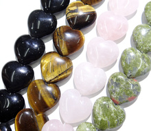 Piedra Natural de 25x25mm, cristal, ágata, Ojo de Tigre, cuenta en forma de corazón para la fabricación de joyas DIY, colgante de pulsera, 8 Uds. De hebra 2024 - compra barato