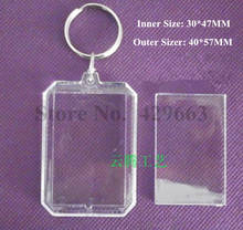 Free shipping 3pcs/lot Octagon Transparent Blank Insert Photo Picture Frame Key Ring Split keychain 2024 - buy cheap