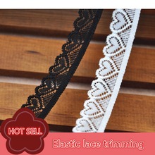 10 yards/lot  1.8 CM Wide Black White Elastic Loving Heart Lace Trim Handmade DIY Wedding Dress Clothes Accessories Lace Fabric 2024 - buy cheap