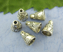 200 Pcs Tom de Prata Cone End Caps Beads Jewelry Making Encantos Esculpido Achados Componente Atacado 11x9mm 2024 - compre barato