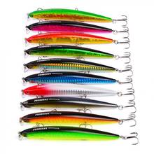 10 pçs/lote 12cm 13.5g isca de pesca artificial laser minnow duro isca de pesca enfrentar com gancho agudos 2024 - compre barato